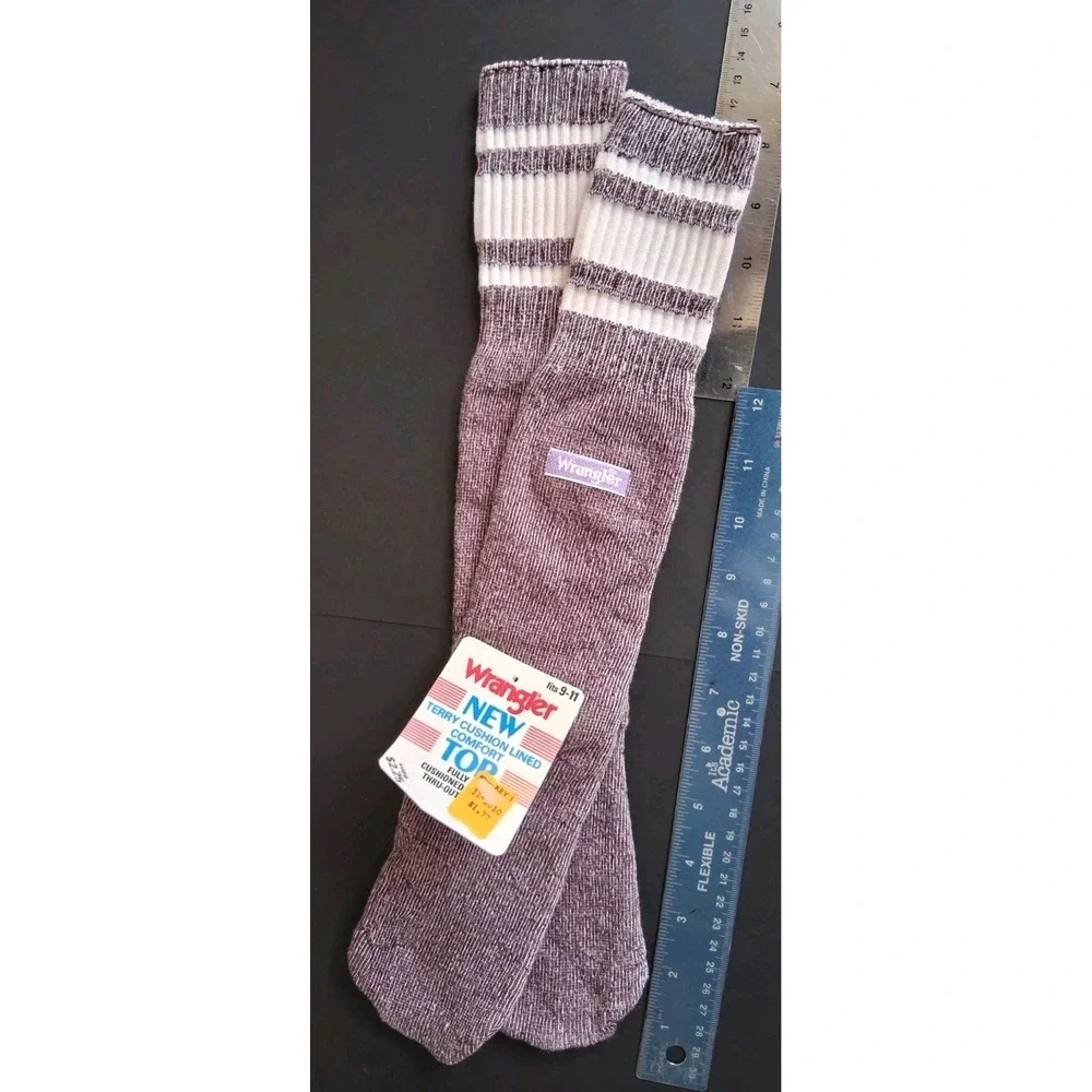 Vintage Wrangler Terry Tube Socks Women's‎ Dark Plum White 1980's NOS USA